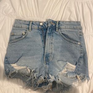 Zara blue high waisted jean shorts size 0